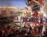 Ernest Francis Vacherot Arrival of Marshal Randon in Algiers in 1857. oil painting